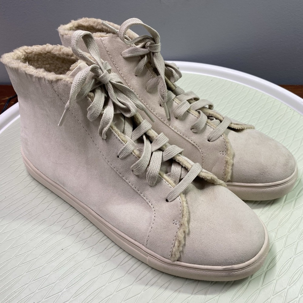 Ann Taylor LOFT faux fur-lined Ankle Boot‎ light beige/off White size 8.5M